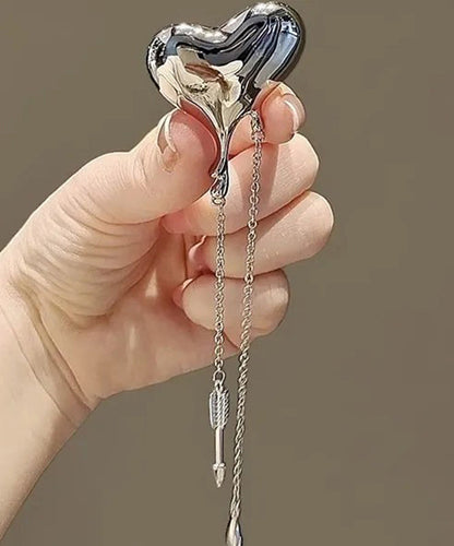 Fine Silk Metal Love Chain Tassel Brooches