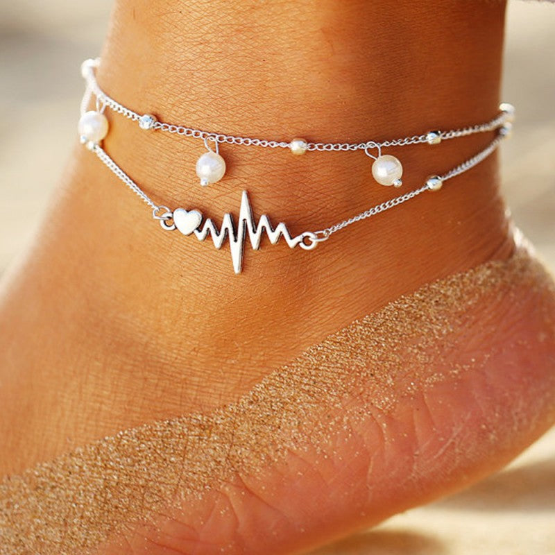 Patchwork Pearl Anklet