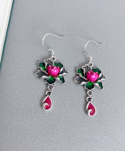 Rose Sterling Silver Lotus Watch Drop Tassel Drop Earrings