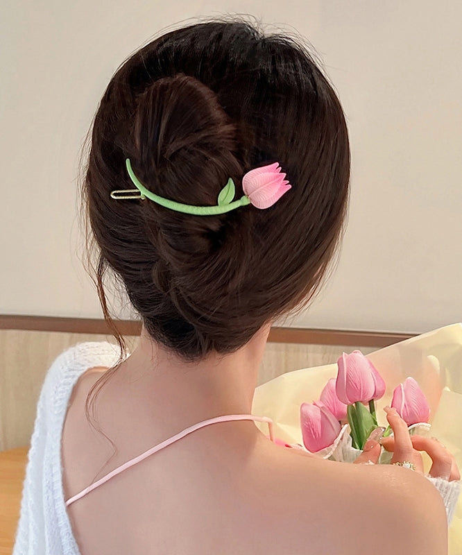 Stylish Light Green Alloy Tulip Arc-shaped Hairpin