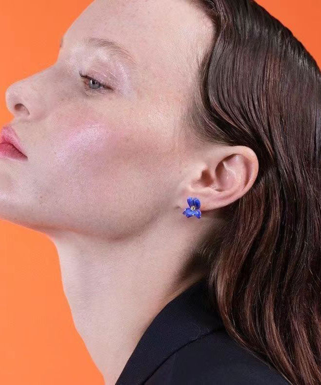 Blue Alloy Zircon Drop Earrings