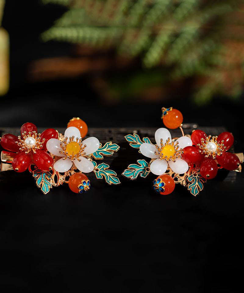 Colorblock Alloy Pearl Colored Glaze a Pair Hairpin