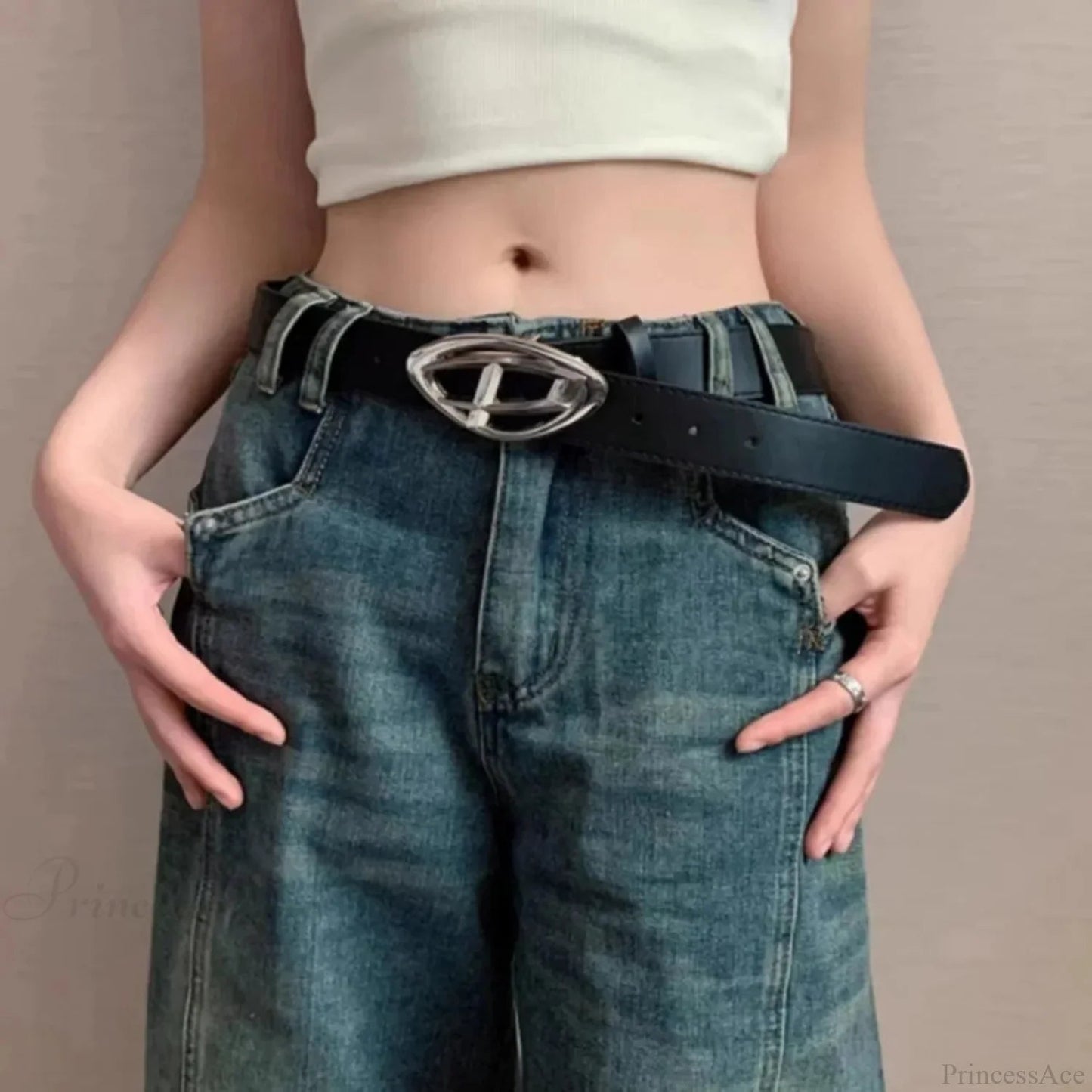 Y2k Gothic Basic Informal Moon Star Belt