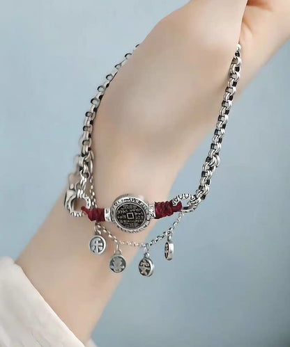 Silk Sterling Silver Peace and Joy Lariat Necklace
