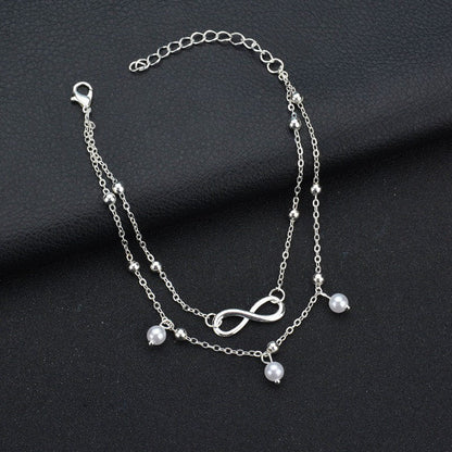 Infinity Pearl Double Layer Anklet