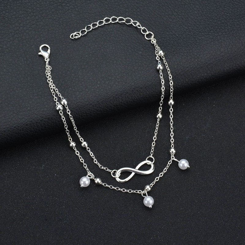 Infinity Pearl Double Layer Anklet