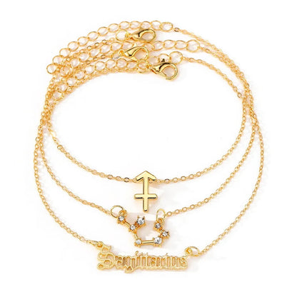 Celestial Trio: Star Zodiac Anklet Set