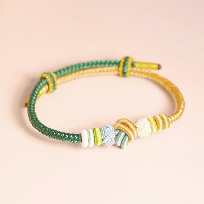 Buddha Stones Two-color Rope Handcrafted Eight Thread Peace Knot Luck Connection Bracelet