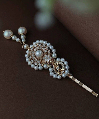 Chinese Style White Alloy Pearl Calabash Tassel Hairpin