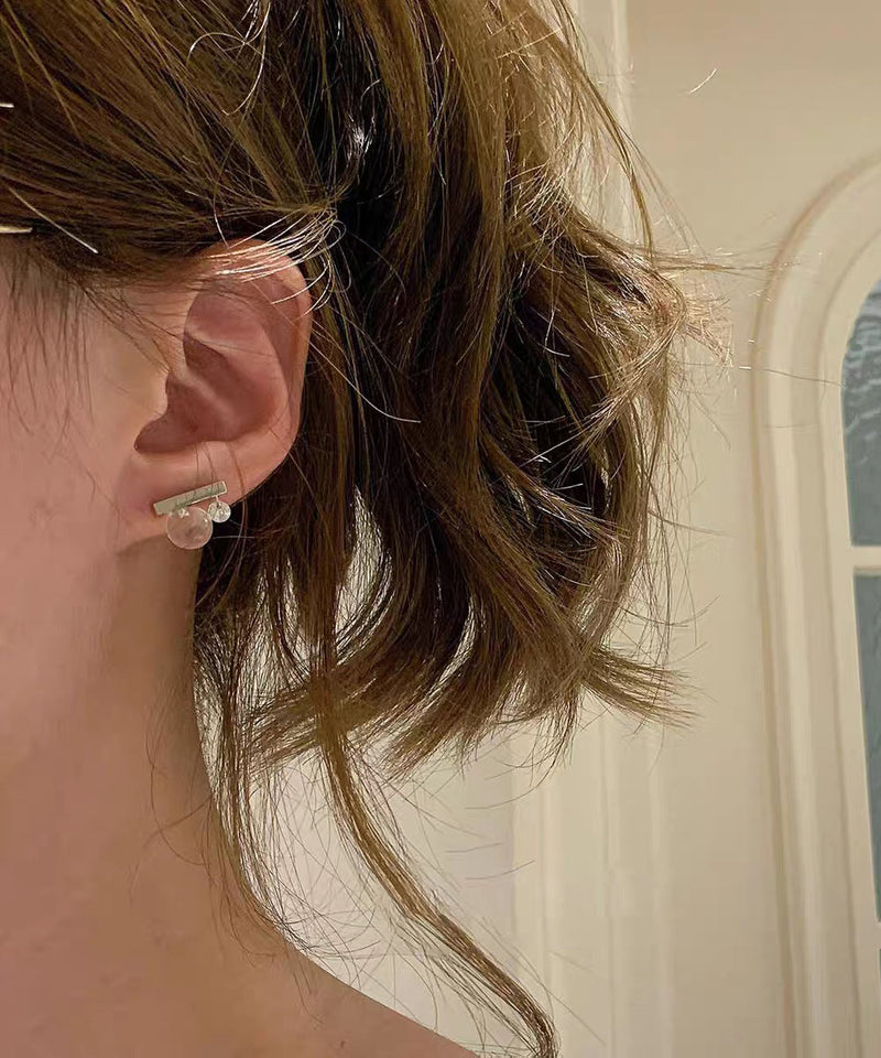 Novelty Nude Sterling Silver Alloy Crystal Ball Stud Earrings