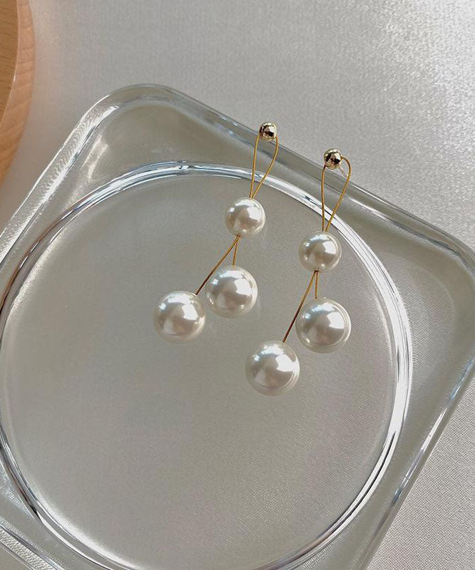 Art White Pearl S925 Silver Drop Earrings