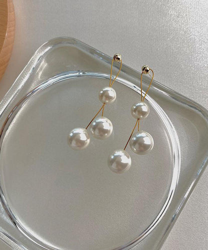 Art White Pearl S925 Silver Drop Earrings