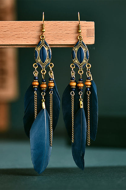Colorful Feather Tassel Dangle Drop Earrings