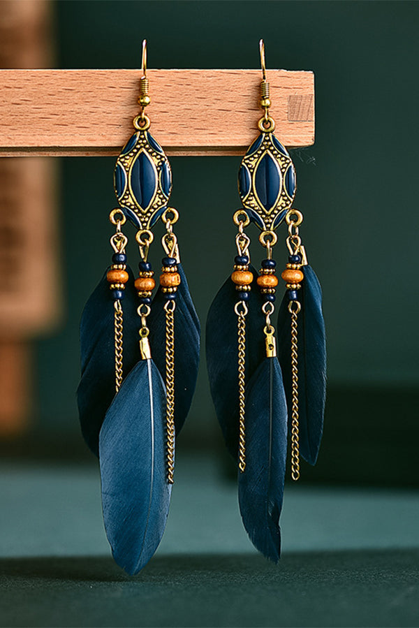 Colorful Feather Tassel Dangle Drop Earrings