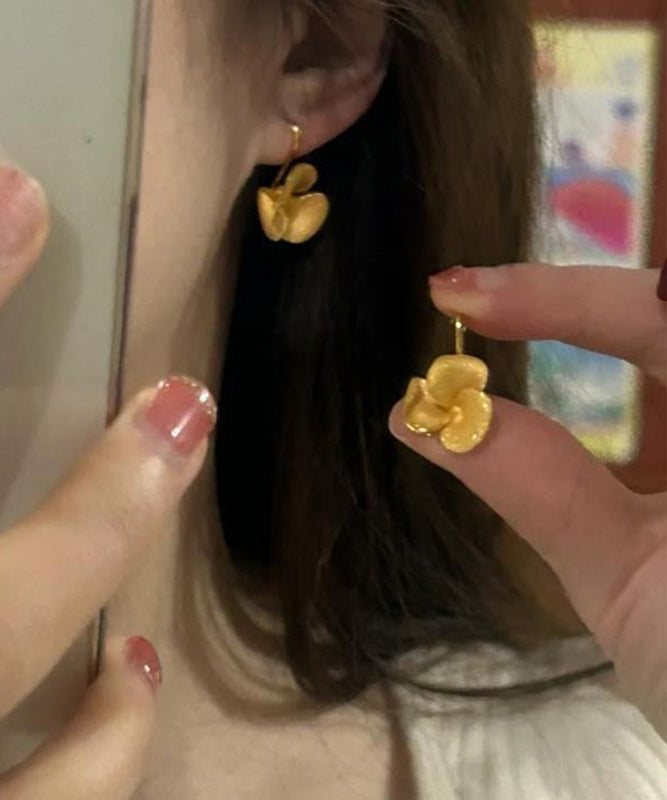 Brief Gold Sterling Silver Overgild Stud Earrings