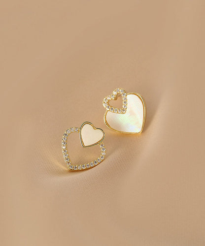 Silk Alloy Acrylic Zircon Asymmetricar Love Stud Earrings