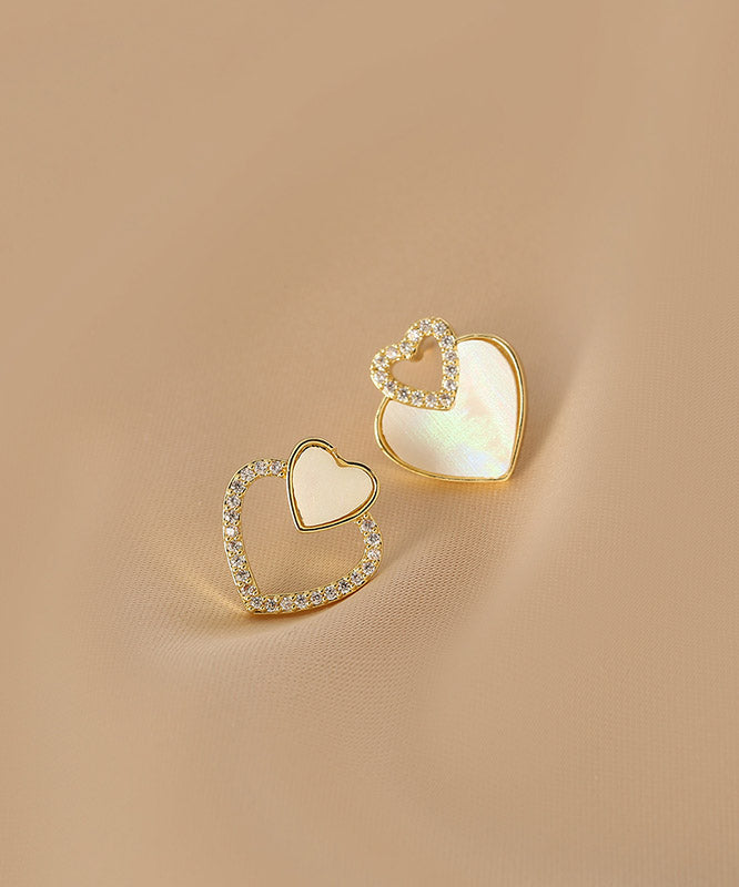 Silk Alloy Acrylic Zircon Asymmetricar Love Stud Earrings