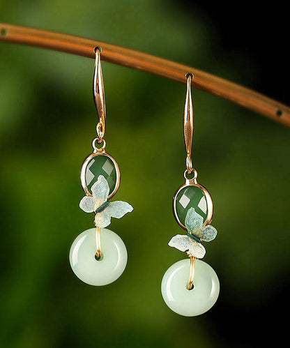 Regular Green Sterling Silver Coloured Glaze Drop Earring