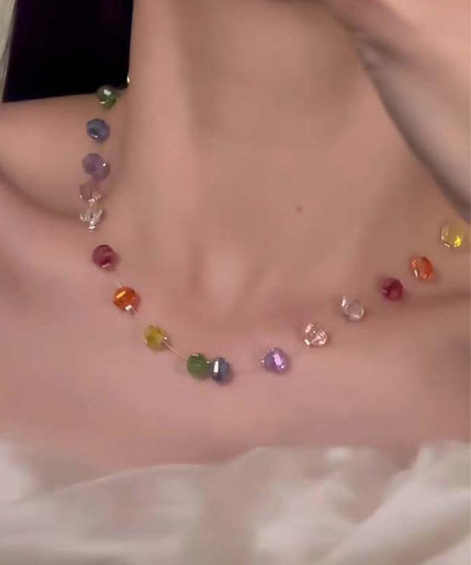 Rainbow Glass Beads Gratuated Bead Necklace