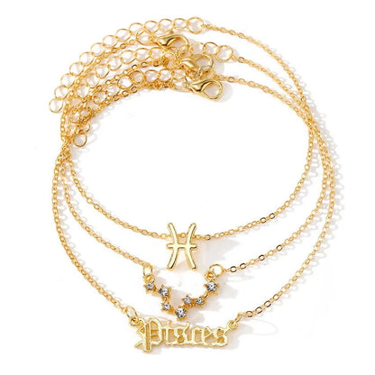 Celestial Trio: Star Zodiac Anklet Set