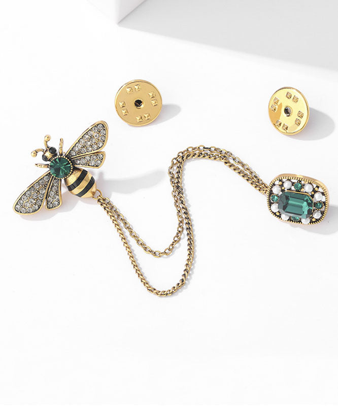 Copper Overgild Zircon Bee Tassel Brooches
