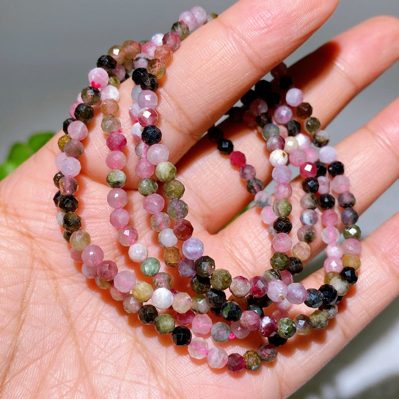 4mm Rose Quartz Faceted Crystal Healing Bracelet
