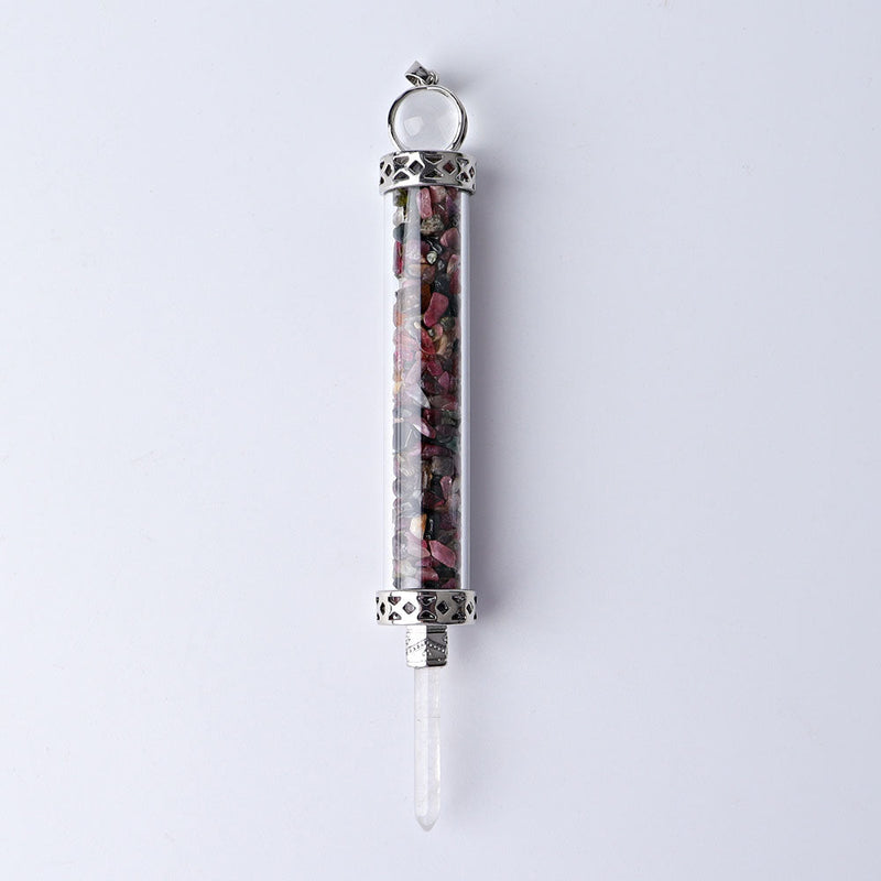 5 Inch Crystal Pendant Filled With Healing Chips