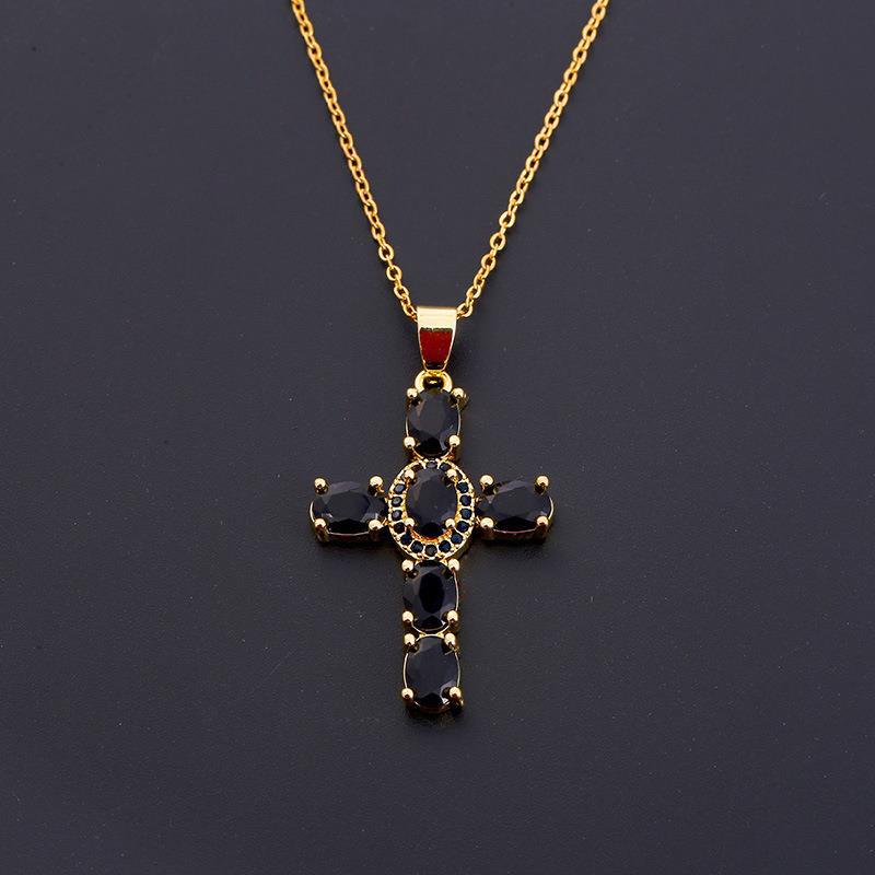 Colorful Gemstones Cross Necklaces