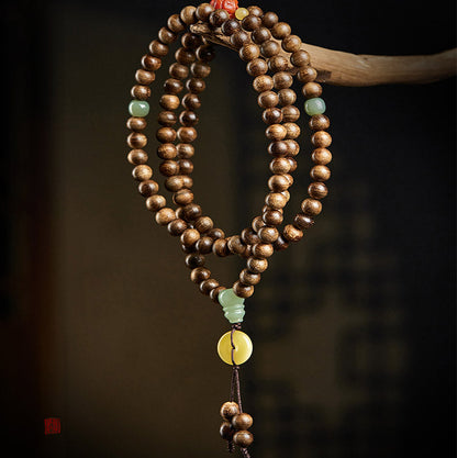 8mm Agarwood Jade Wood Mala Beads Bracelet for Balance