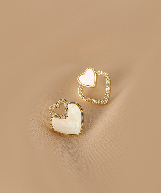 Silk Alloy Acrylic Zircon Asymmetricar Love Stud Earrings