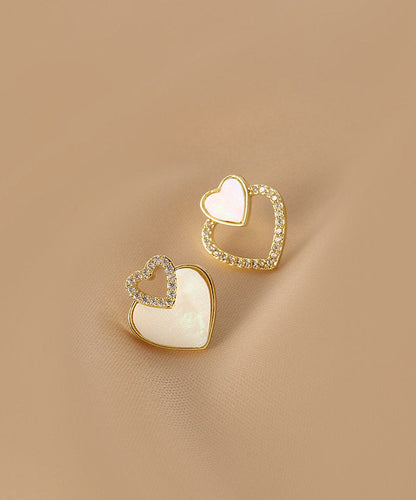 Silk Alloy Acrylic Zircon Asymmetricar Love Stud Earrings
