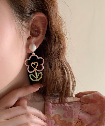 Colorblock Alloy Hoop Earrings