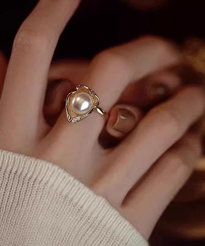 Gold Copper Overgild Pearl Rings