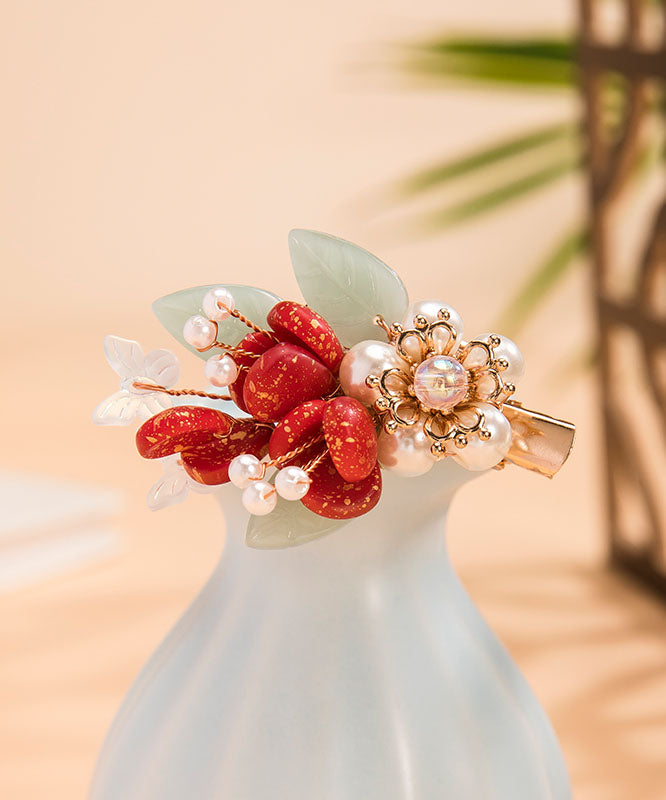 Multicolor Alloy Pearl Colored Glaze Leaf a Pair Hairpin