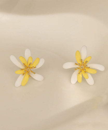 Modern Yellow Sterling Silver Alloy Stud Earrings