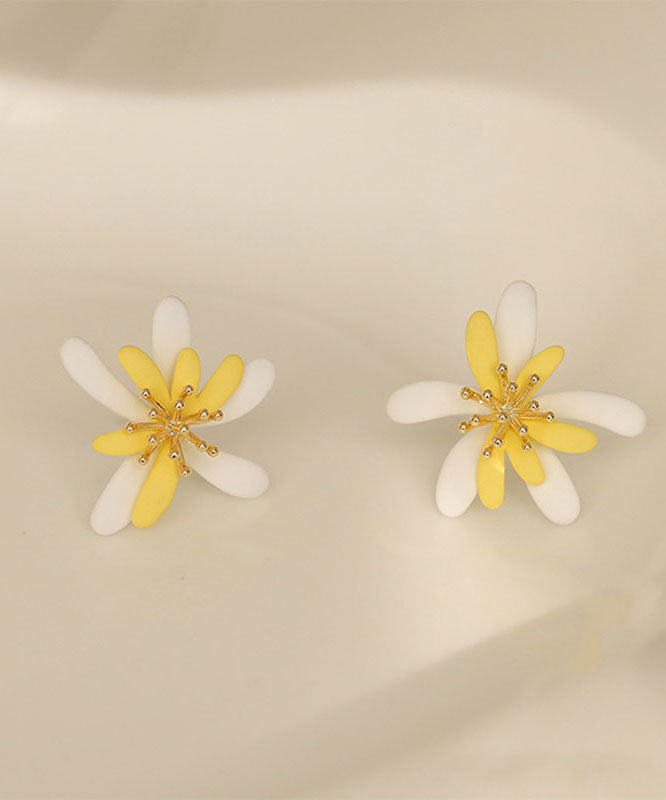 Modern Yellow Sterling Silver Alloy Stud Earrings