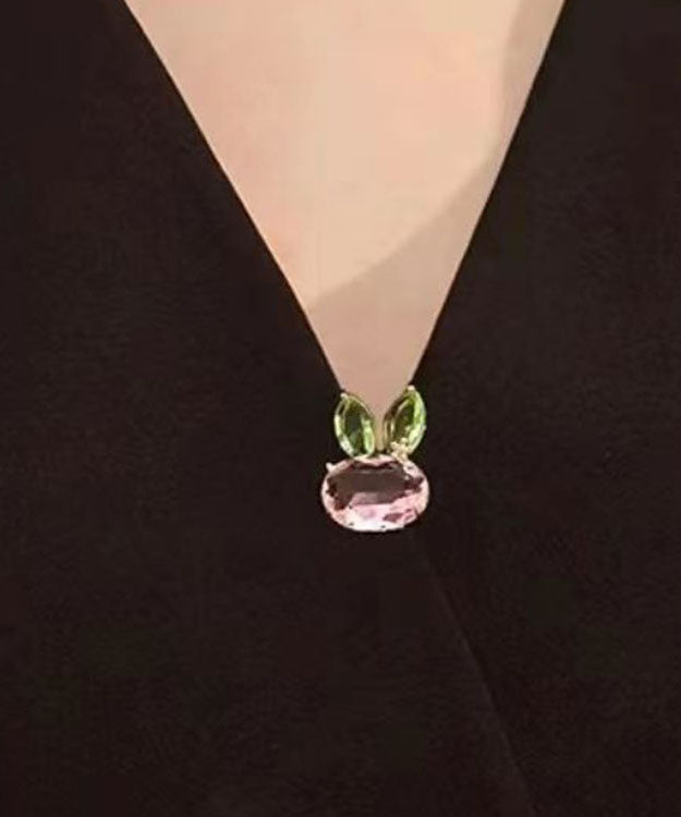 Diy Colorblock Sterling Silver Crystal Rabbit Brooches