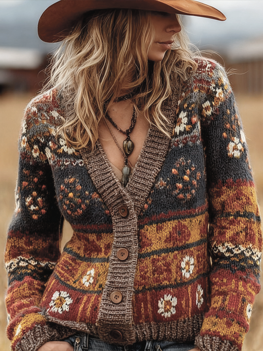 Comstylish Women's Retro British Style Button Casual Knitted Sweater Coat