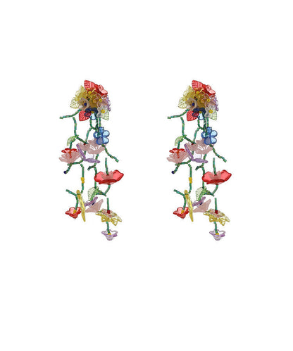 Woven Acrylic Long Drop Earrings