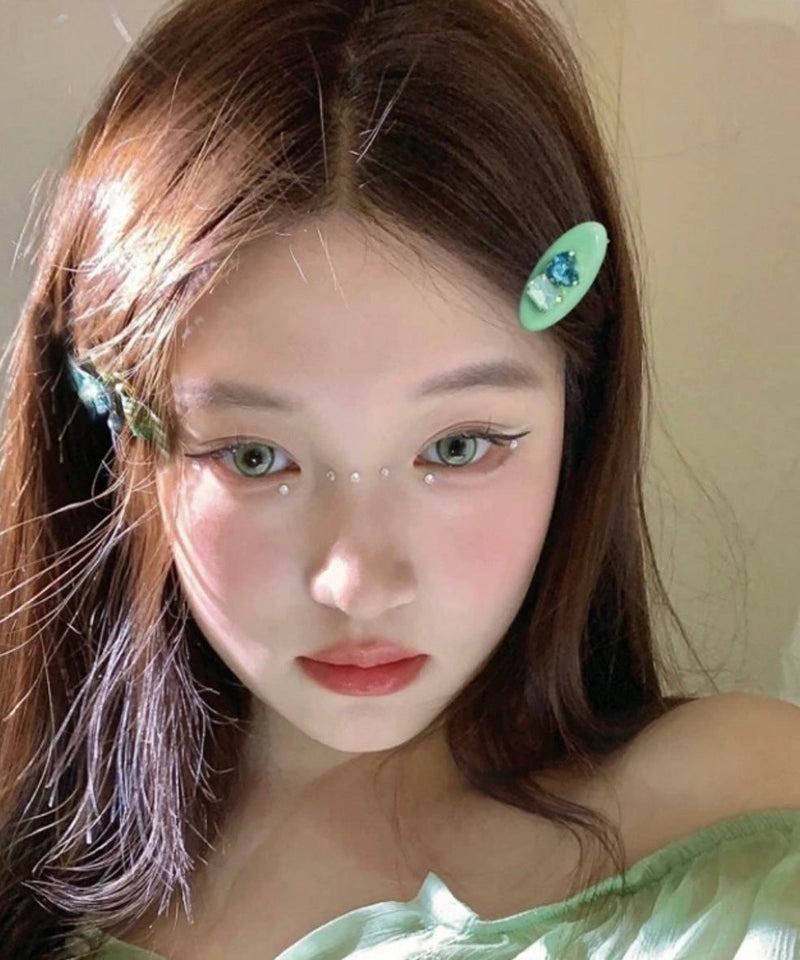 Diy Green Acrylic Zircon Love a Pair Hairpin