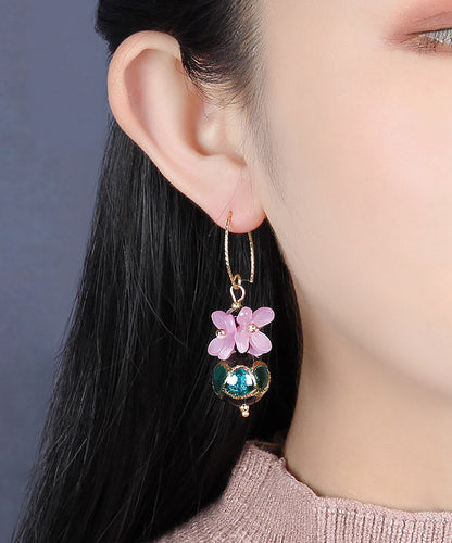 Purple Blue Coloured Glaze Drop Earrings