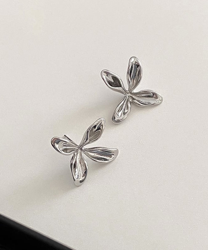 Simple Sterling Silver Overgild Stud Earrings