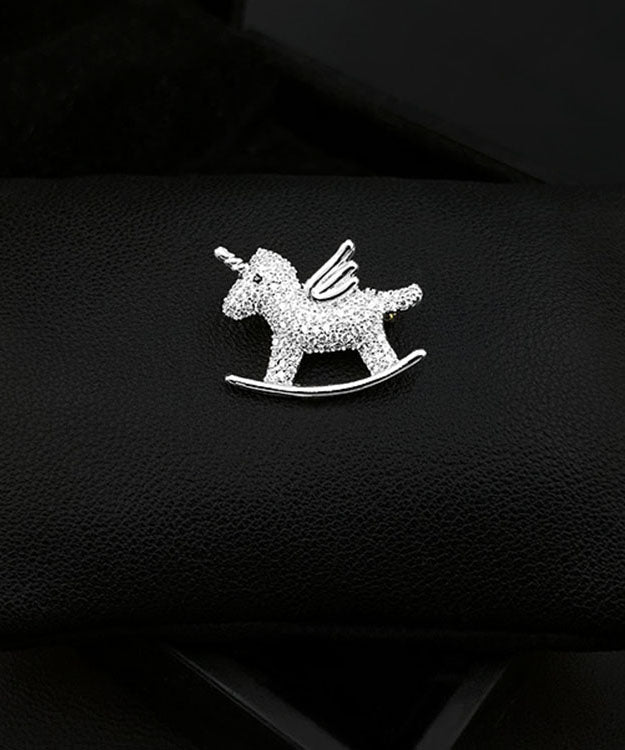 Gold Zircon Unicorn Brooches