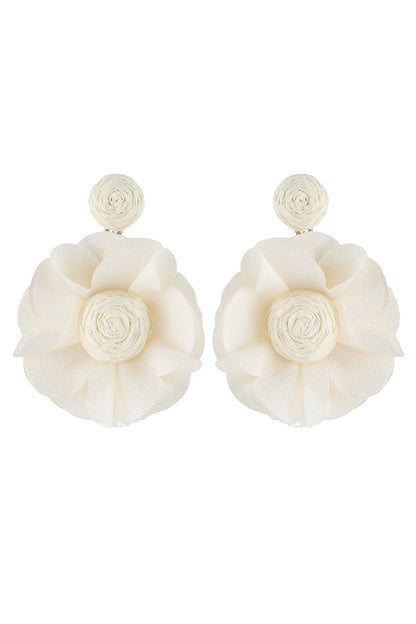Resort Style Fabric Flower Earrings