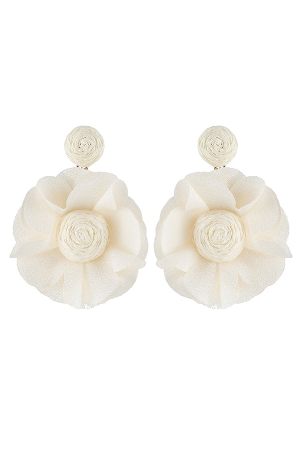 Resort Style Fabric Flower Earrings