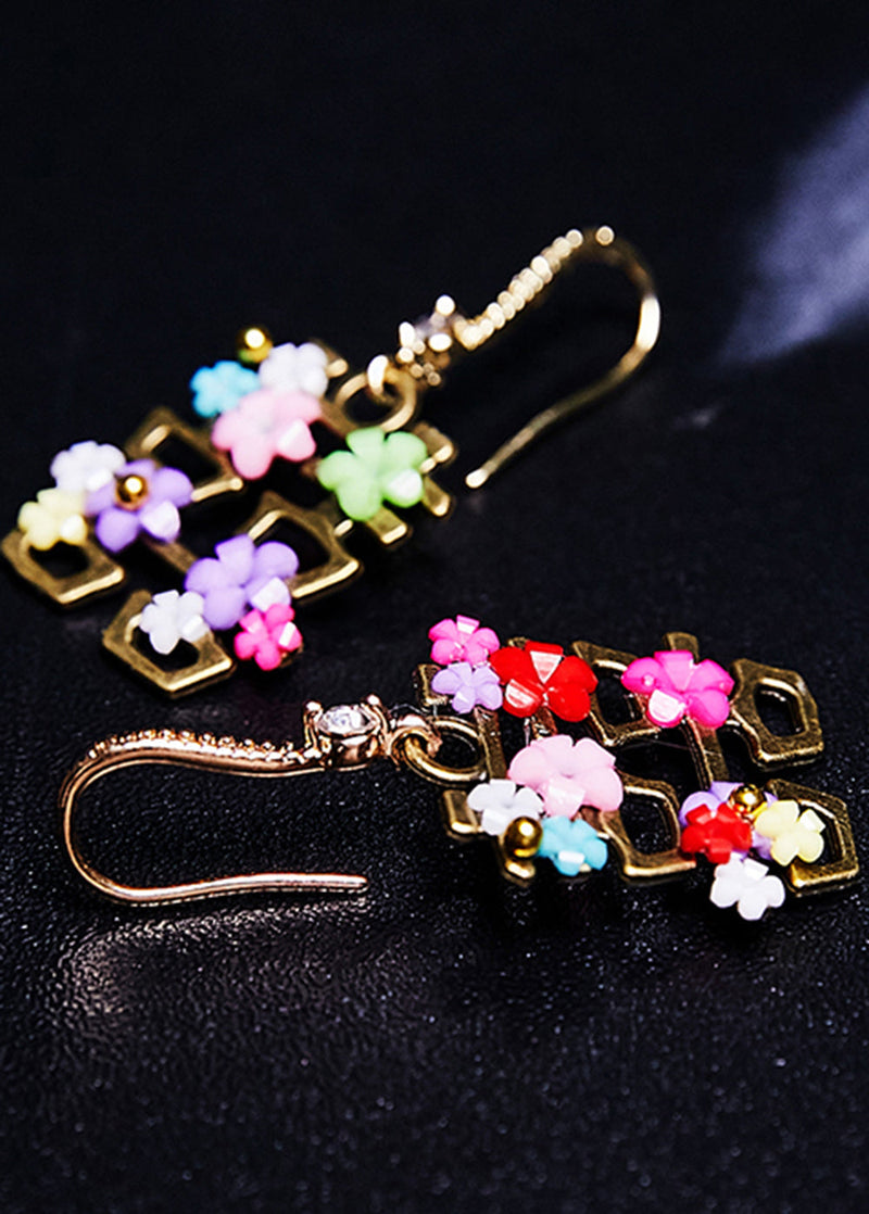 Handmade Flower Xi Copper Wedding Drop Earrings