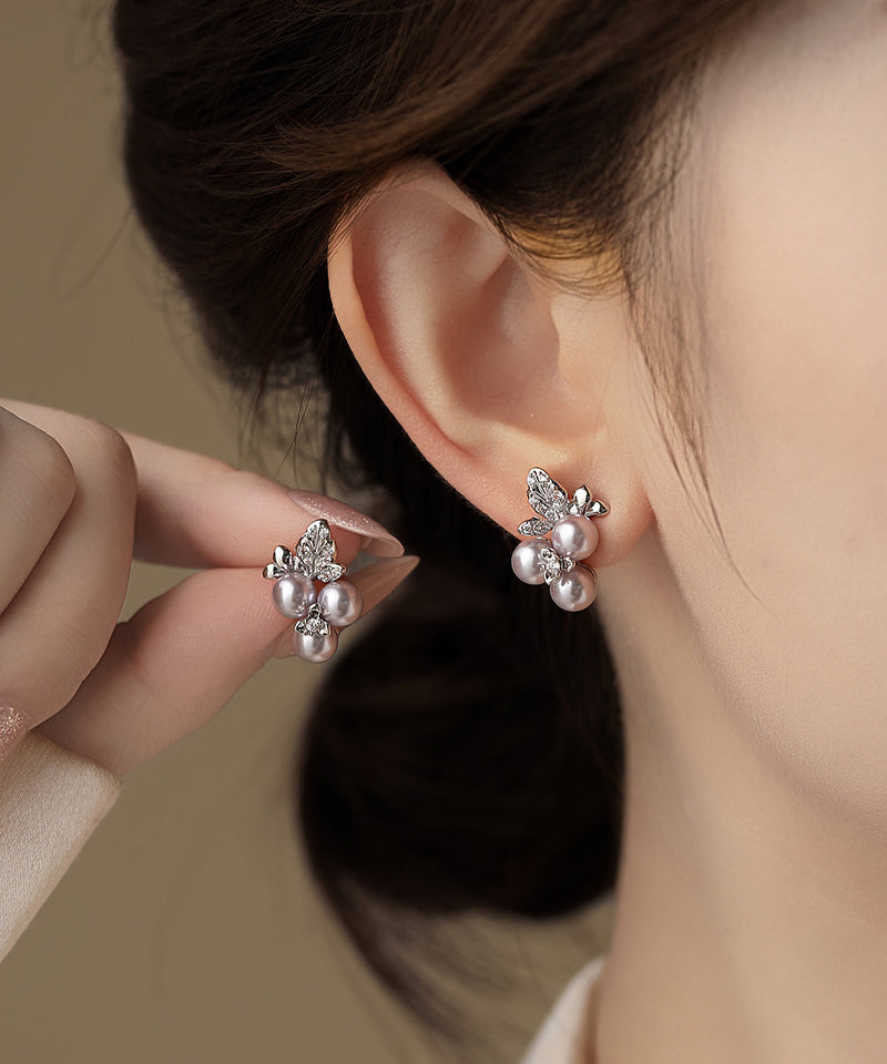 Japan South Korea Style Zircon Grape Pearl Earrings