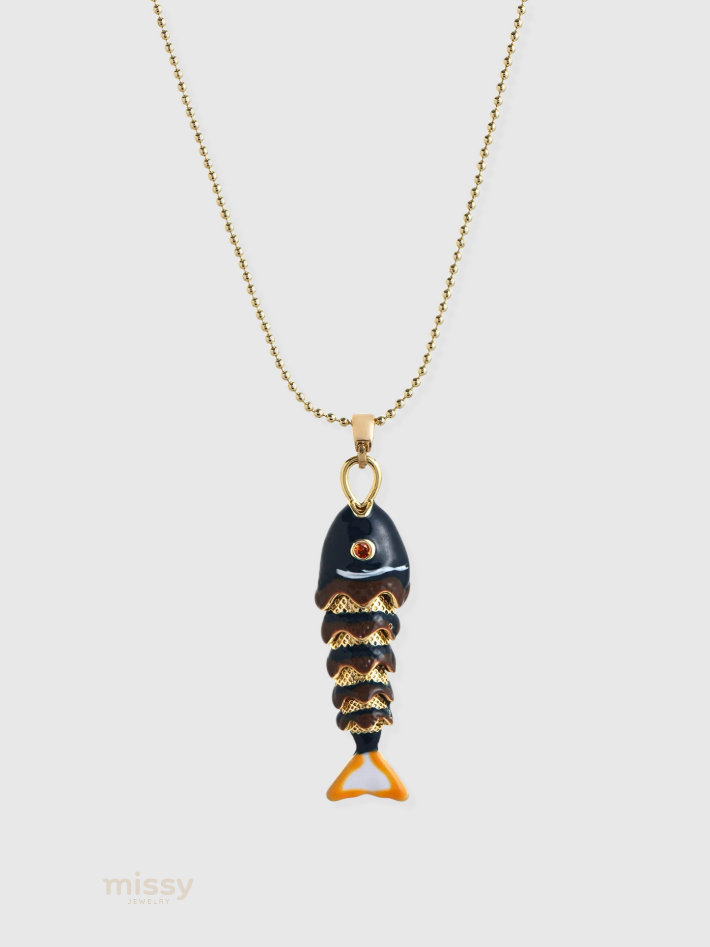 Daria Colorful Enamel Fish Pendant Necklace
