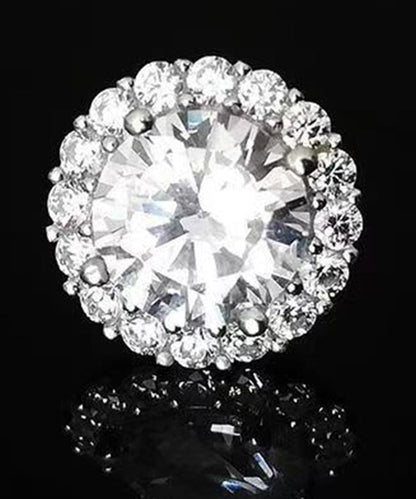 White Sterling Silver Zircon Stud Earrings