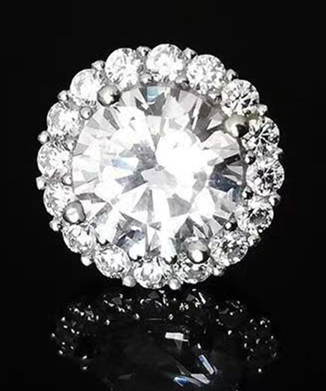 White Sterling Silver Zircon Stud Earrings